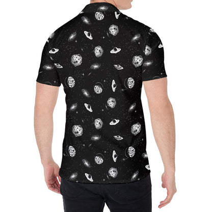 Black And White UFO Pattern Print Men's Shirt