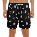 Black And White UFO Pattern Print Men's Split Running Shorts