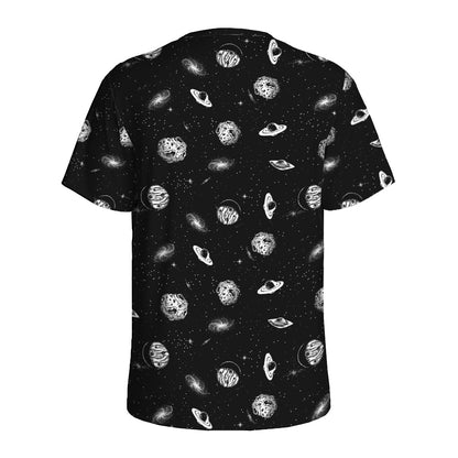 Black And White UFO Pattern Print Men's Sports T-Shirt