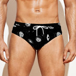Black And White UFO Pattern Print Men's Swim Briefs