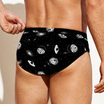Black And White UFO Pattern Print Men's Swim Briefs