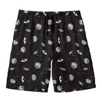Black And White UFO Pattern Print Men's Swim Trunks