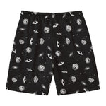 Black And White UFO Pattern Print Men's Swim Trunks