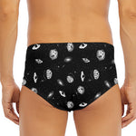Black And White UFO Pattern Print Men's Triangle Swim Briefs