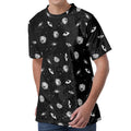 Black And White UFO Pattern Print Men's Velvet T-Shirt