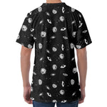 Black And White UFO Pattern Print Men's Velvet T-Shirt