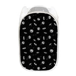Black And White UFO Pattern Print Mesh Laundry Hamper