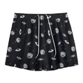 Black And White UFO Pattern Print Mesh Shorts