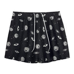 Black And White UFO Pattern Print Mesh Shorts