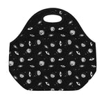 Black And White UFO Pattern Print Neoprene Lunch Bag