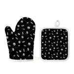 Black And White UFO Pattern Print Oven Mitt And Pot Holder Set