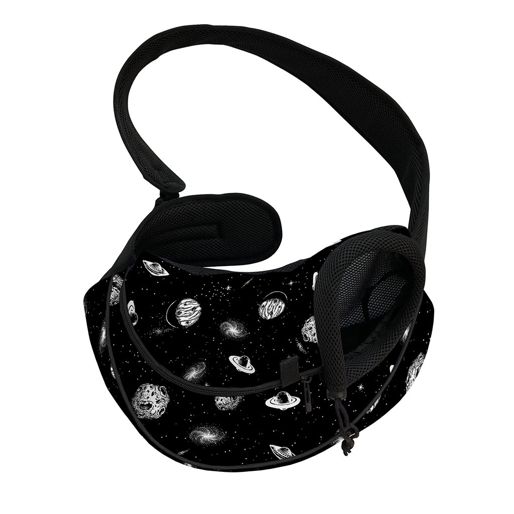Black And White UFO Pattern Print Pet Sling Carrier