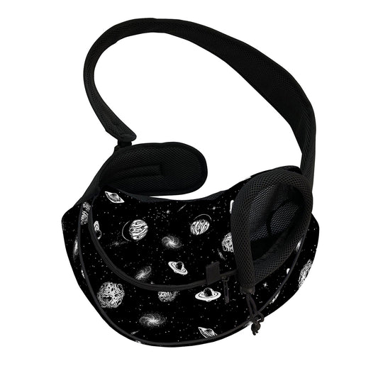 Black And White UFO Pattern Print Pet Sling Carrier