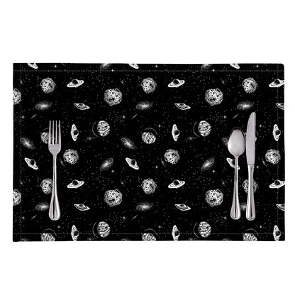 Black And White UFO Pattern Print Placemat