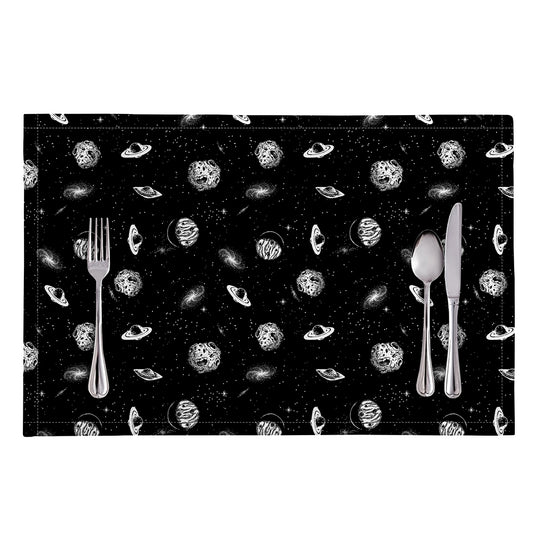 Black And White UFO Pattern Print Placemat