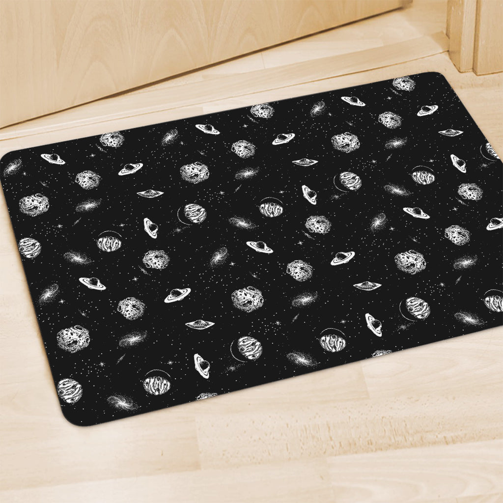 Black And White UFO Pattern Print Polyester Doormat