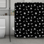 Black And White UFO Pattern Print Polyester Shower Curtain