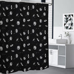 Black And White UFO Pattern Print Premium Shower Curtain
