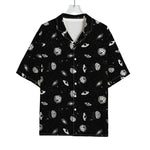 Black And White UFO Pattern Print Rayon Hawaiian Shirt
