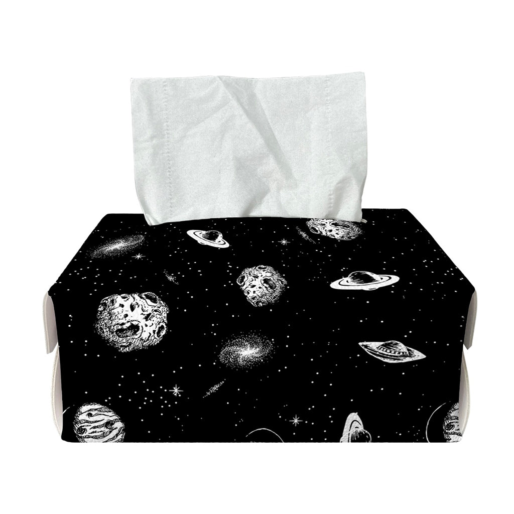 Black And White UFO Pattern Print Rectangle Tissue Box Cover