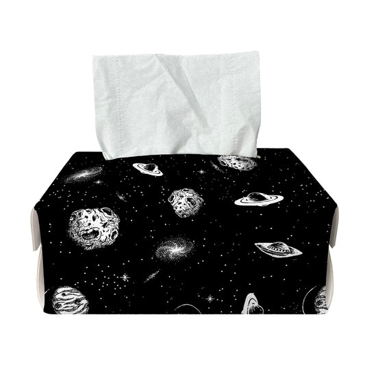 Black And White UFO Pattern Print Rectangle Tissue Box Cover