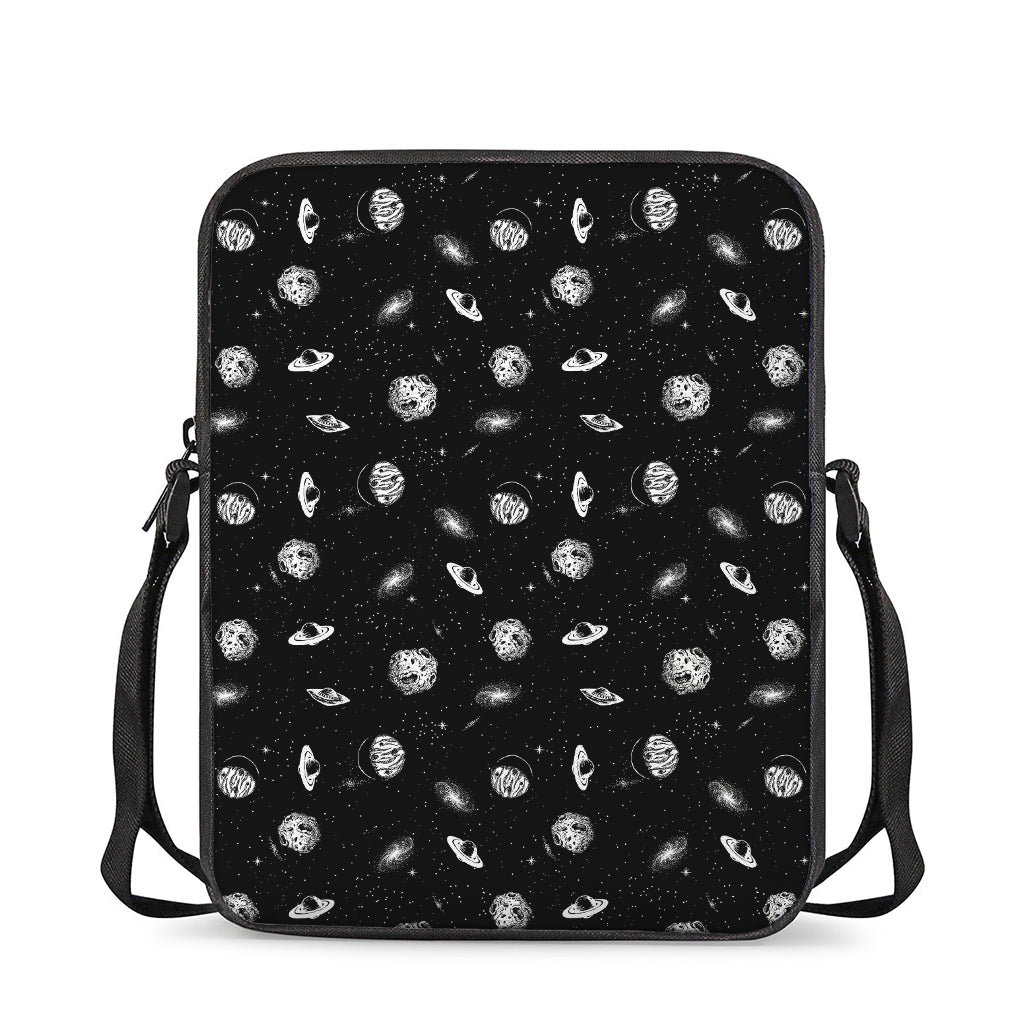 Black And White UFO Pattern Print Rectangular Crossbody Bag