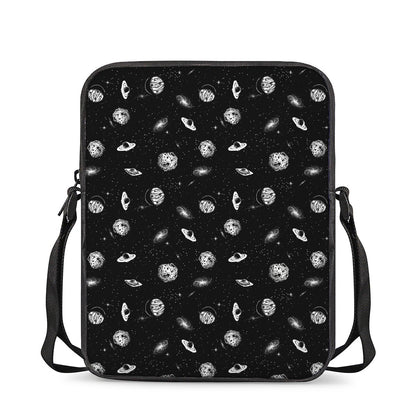 Black And White UFO Pattern Print Rectangular Crossbody Bag