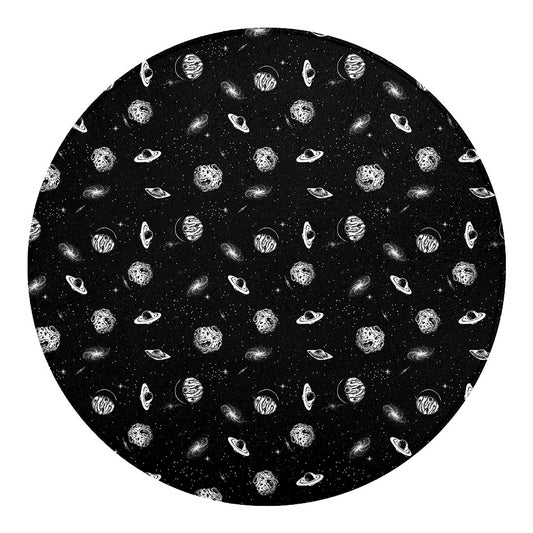Black And White UFO Pattern Print Round Blanket
