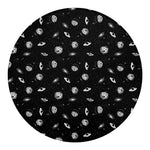 Black And White UFO Pattern Print Round Blanket