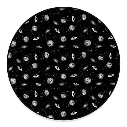 Black And White UFO Pattern Print Round Floor Mat