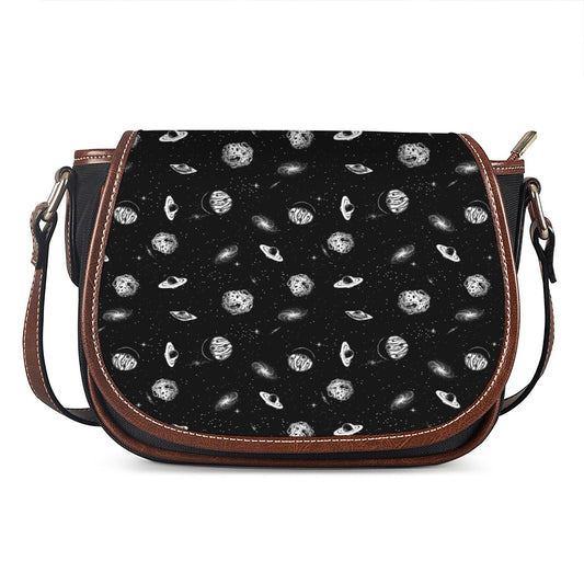 Black And White UFO Pattern Print Saddle Bag