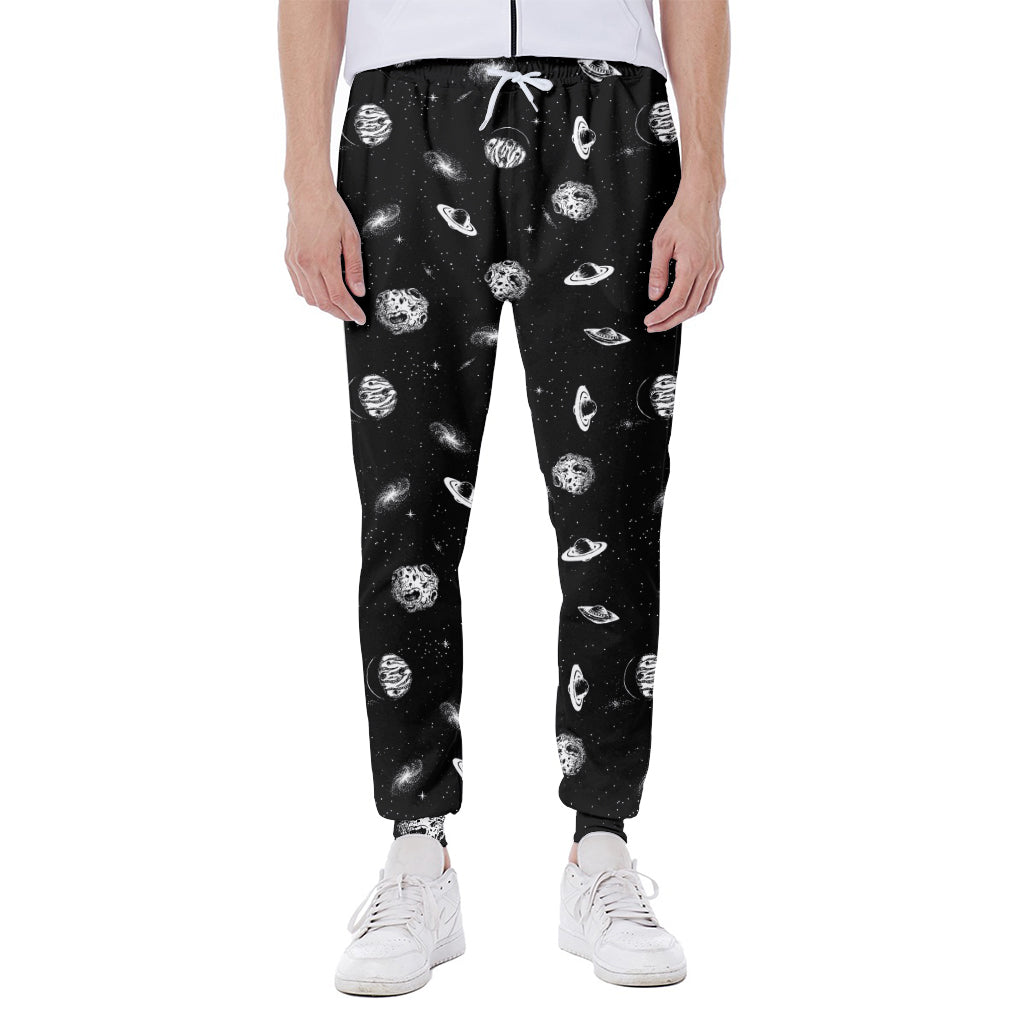 Black And White UFO Pattern Print Scuba Joggers
