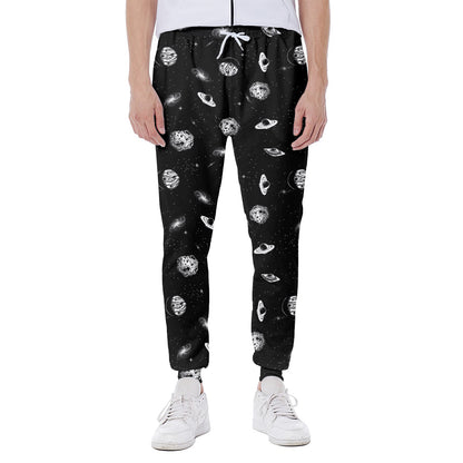 Black And White UFO Pattern Print Scuba Joggers