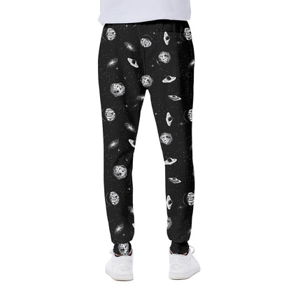 Black And White UFO Pattern Print Scuba Joggers