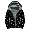 Black And White UFO Pattern Print Sherpa Lined Zip Up Hoodie