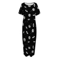 Black And White UFO Pattern Print Short Sleeve Long Nightdress