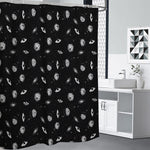 Black And White UFO Pattern Print Shower Curtain