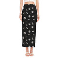 Black And White UFO Pattern Print Side Slit Maxi Skirt