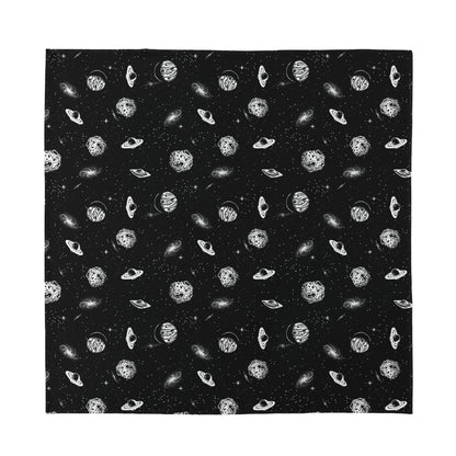 Black And White UFO Pattern Print Silk Bandana