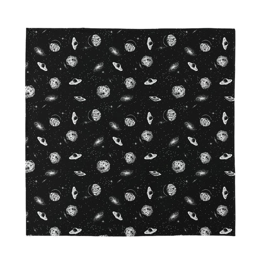 Black And White UFO Pattern Print Silk Bandana