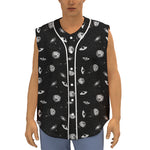 Black And White UFO Pattern Print Sleeveless Baseball Jersey