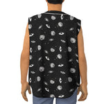 Black And White UFO Pattern Print Sleeveless Baseball Jersey