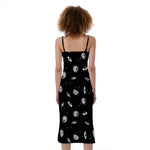 Black And White UFO Pattern Print Slim Fit Midi Cami Dress
