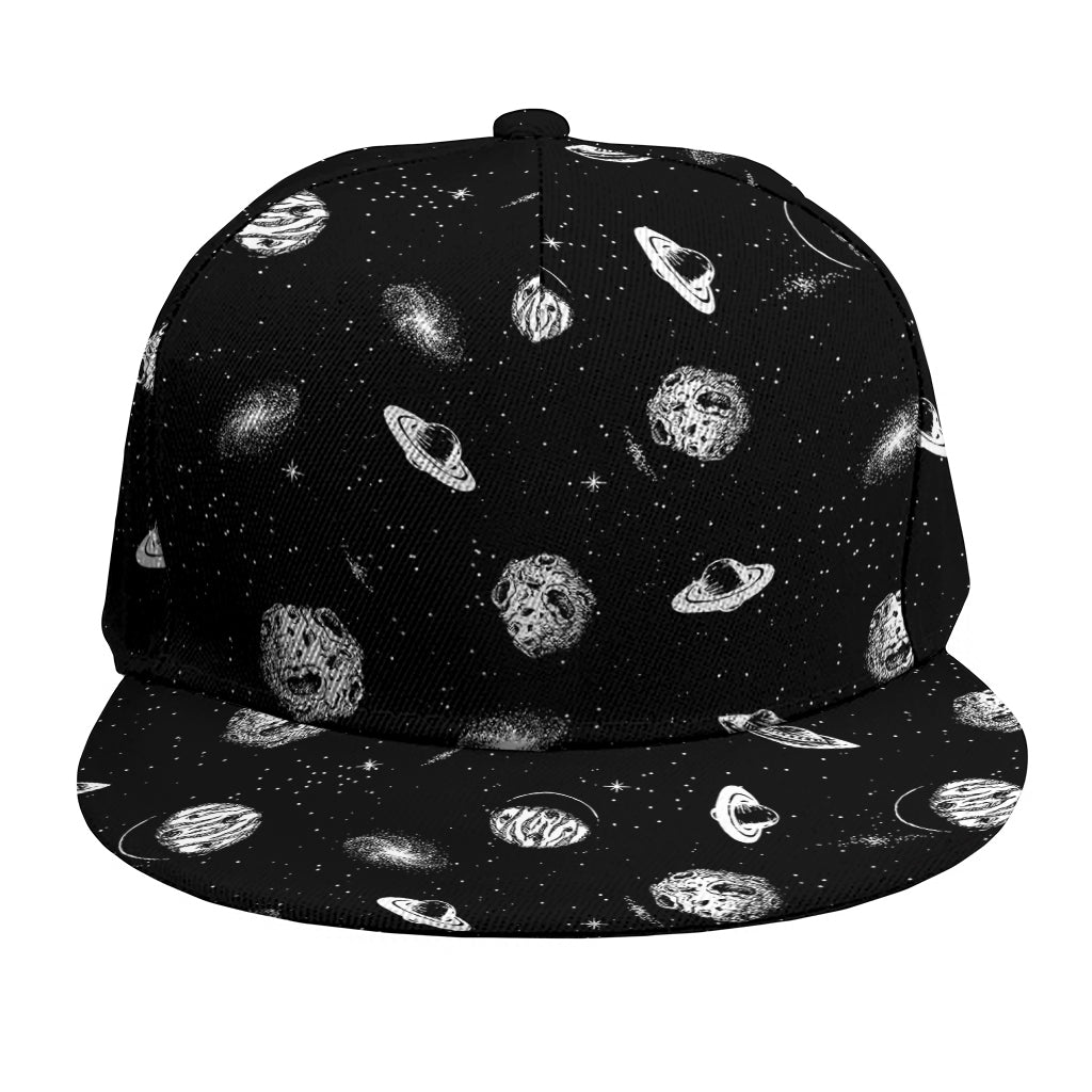 Black And White UFO Pattern Print Snapback Cap