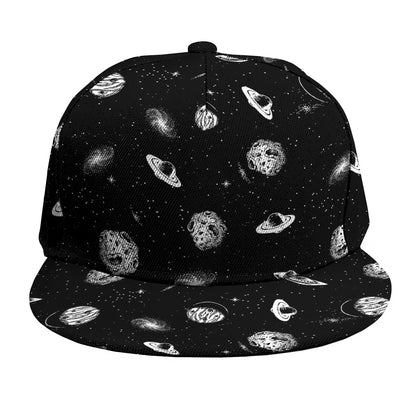 Black And White UFO Pattern Print Snapback Cap