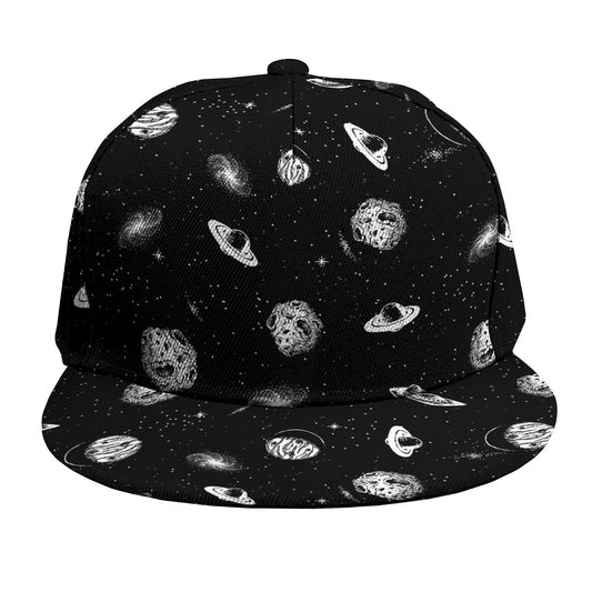 Black And White UFO Pattern Print Snapback Cap