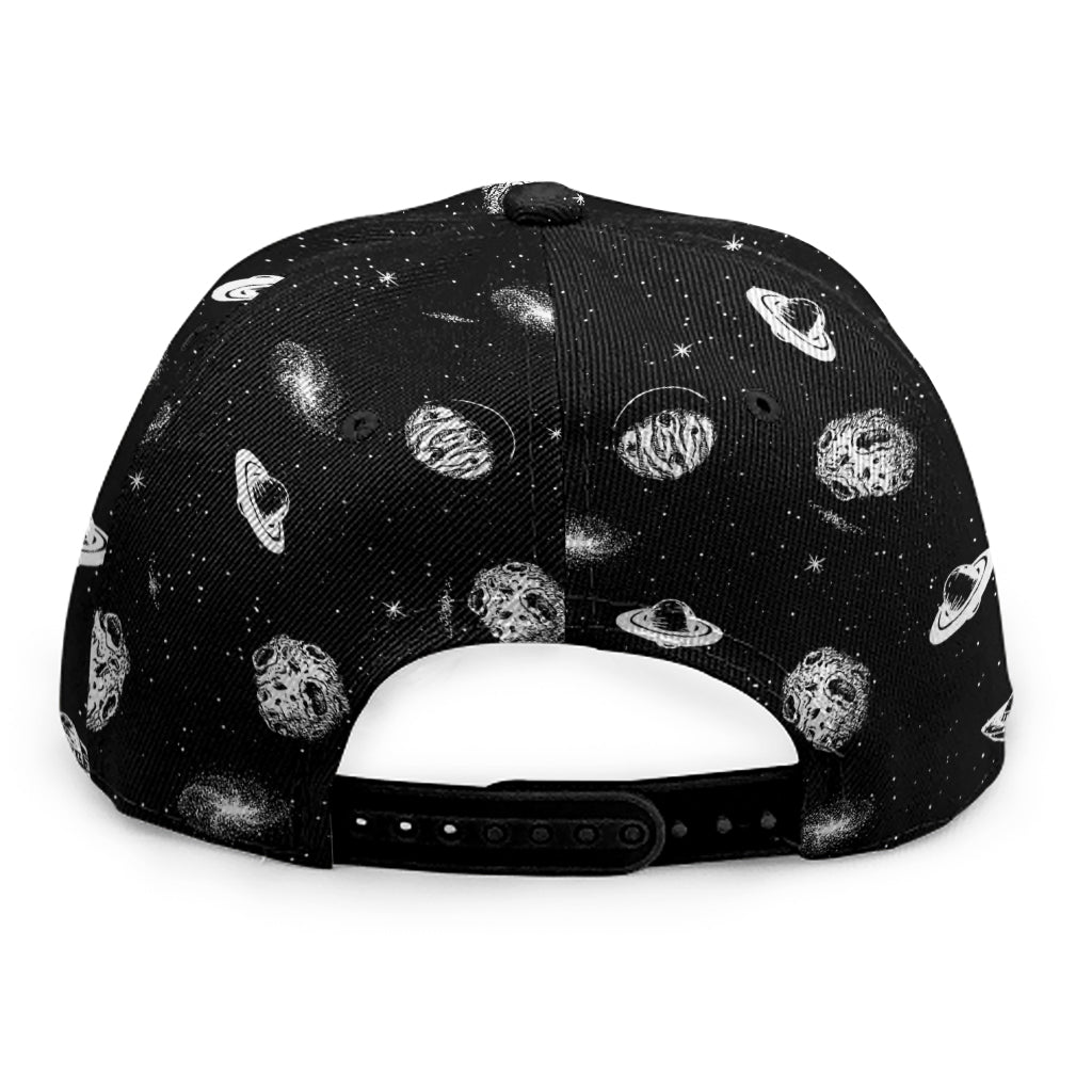 Black And White UFO Pattern Print Snapback Cap