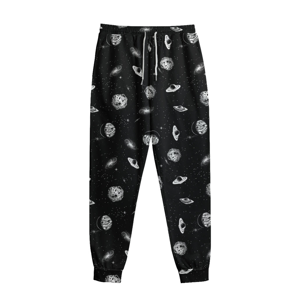 Black And White UFO Pattern Print Sweatpants