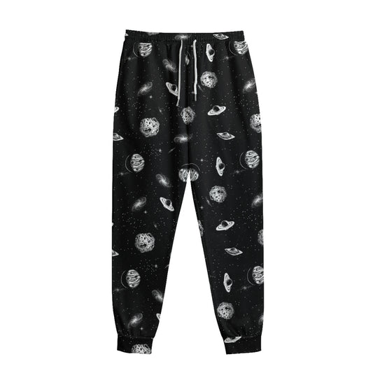 Black And White UFO Pattern Print Sweatpants