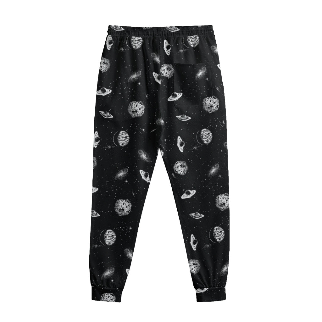 Black And White UFO Pattern Print Sweatpants